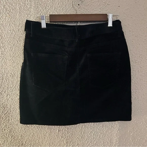 Black Label Cest Toi Black Corduroy Mini Skirt With Removable Belt Size L - Picture 2 of 12